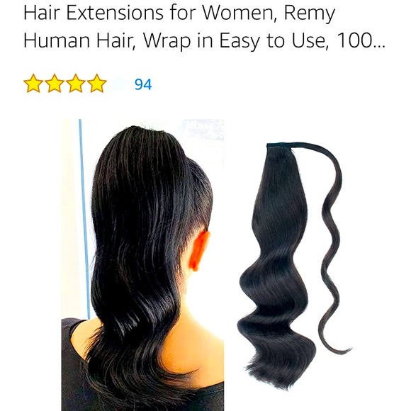 Long Black wrap around pony tail. Body wave with soft silky synthetic fiber - Picture 1 of 2